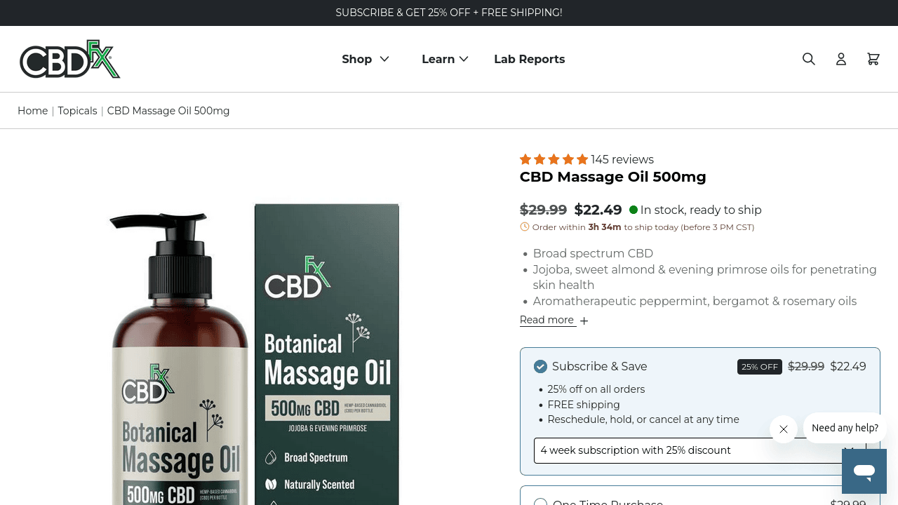 CBD Massage Oil thumbnail