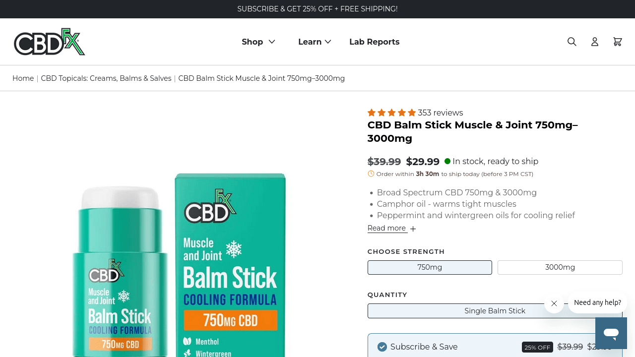 CBD Balm Stick Muscle & Joint thumbnail