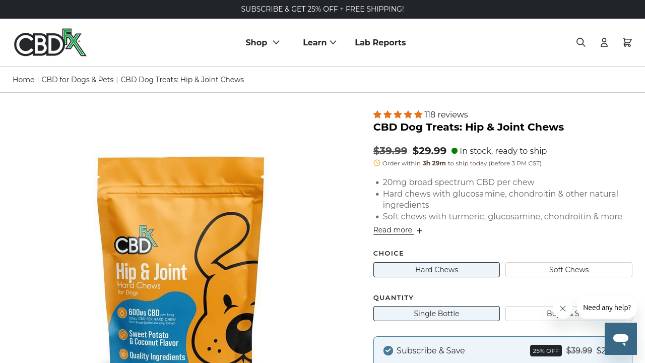 CBD Dog Treats: Hip & Joint Chews thumbnail