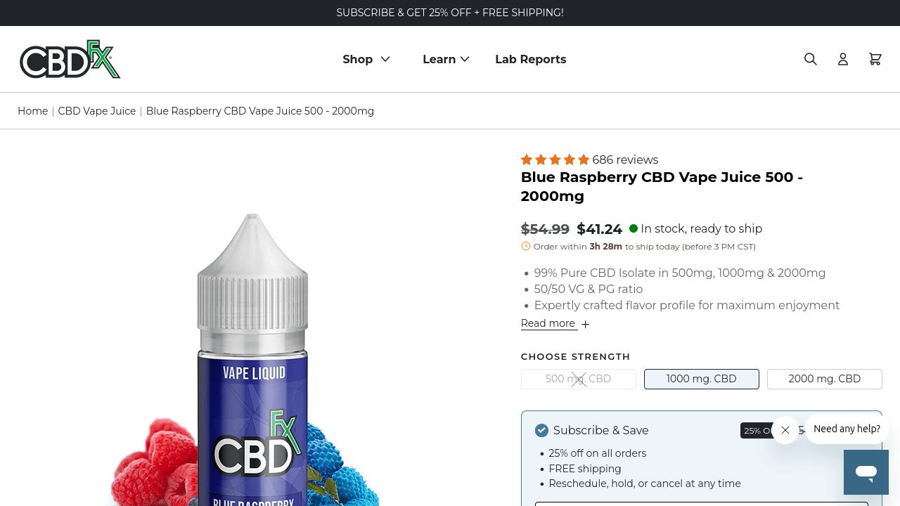 Blue Raspberry CBD Vape Juice thumbnail