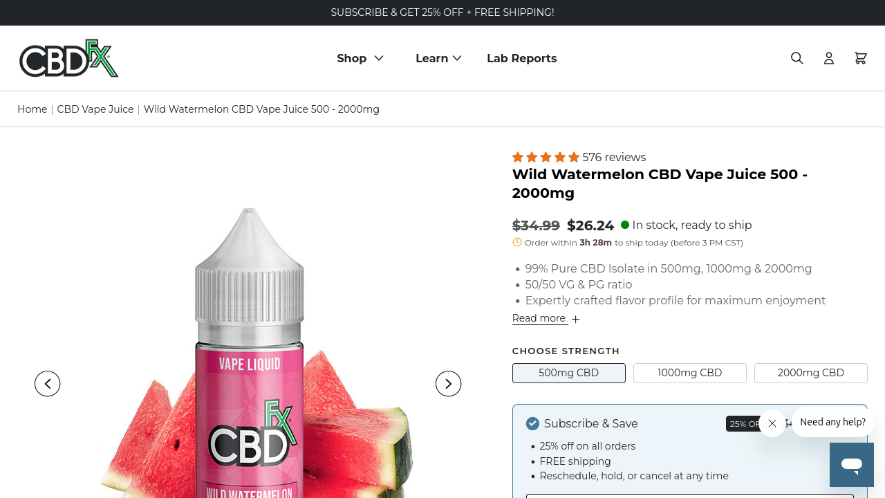 Wild Watermelon CBD Vape Juice thumbnail