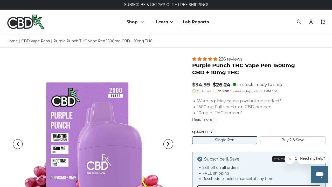 Purple Punch THC Vape Pen thumbnail