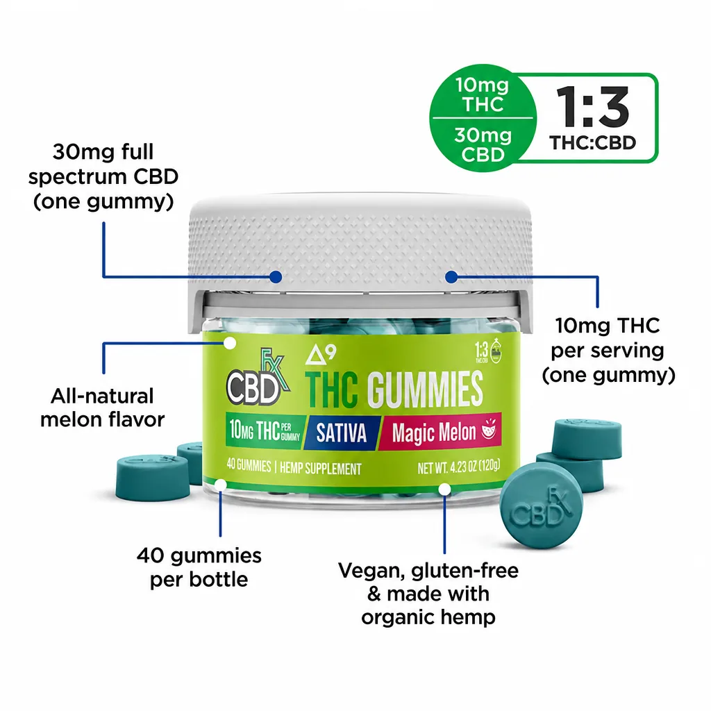 Magic Melon Sativa High Potency Gummies thumbnail