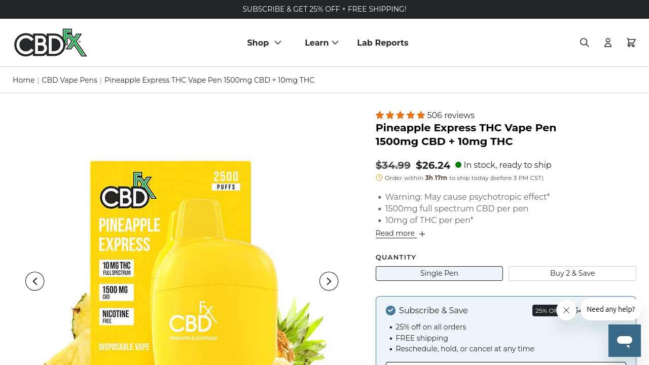 Pineapple Express THC Vape Pen thumbnail