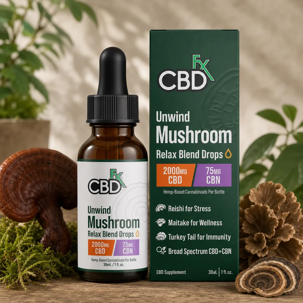CBDfx Relax Blend Mushroom Tincture + CBN + CBD