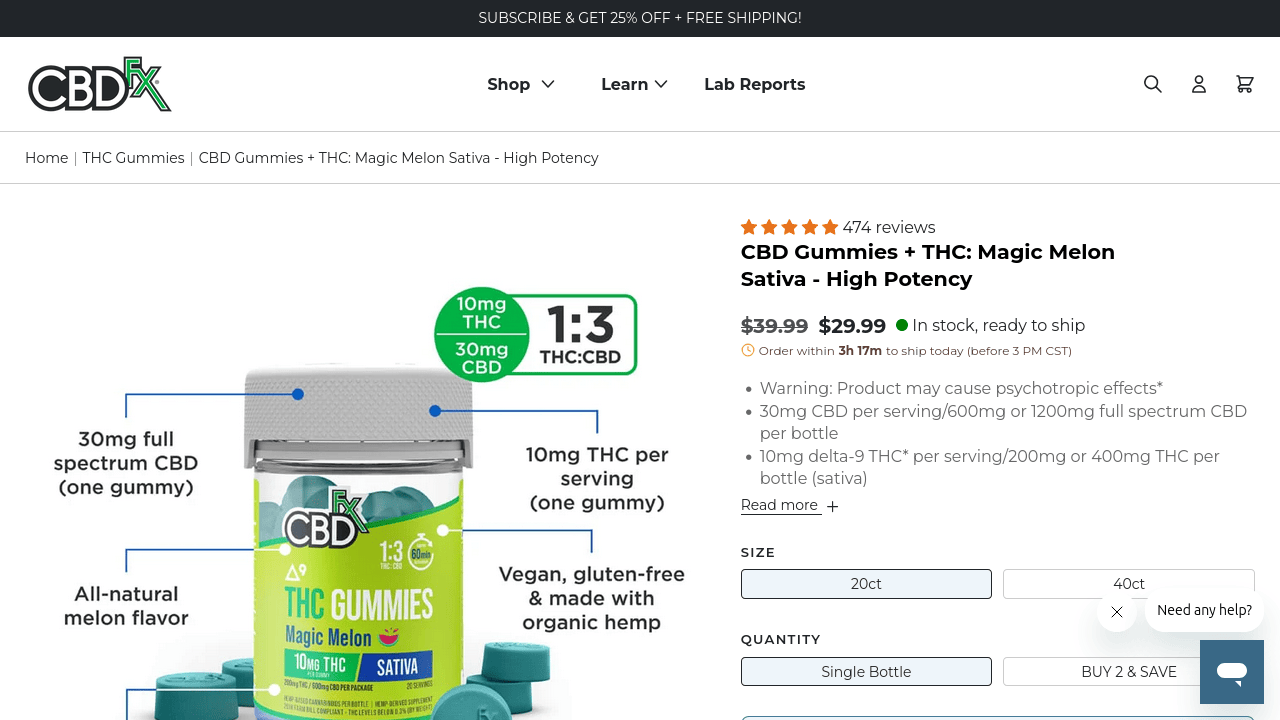 Magic Melon Sativa High Potency Gummies thumbnail