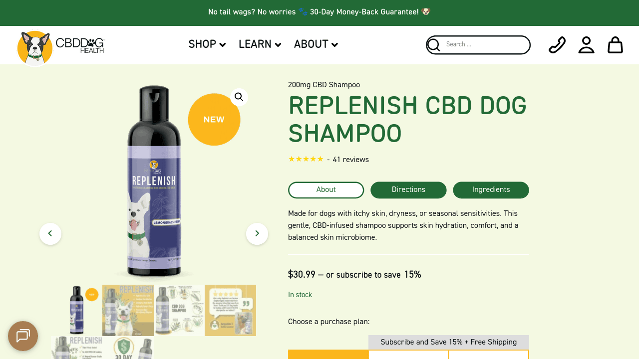 Replenish CBD Dog Shampoo thumbnail