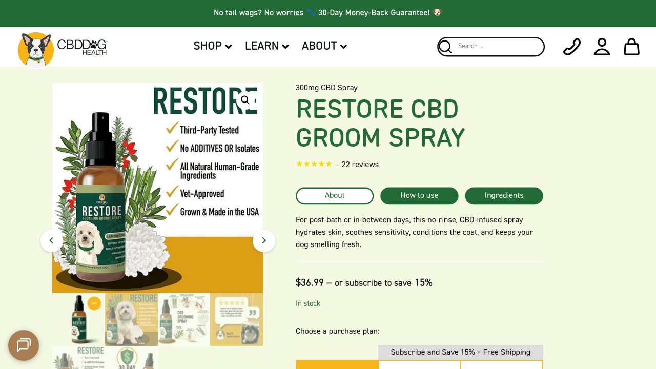 Restore CBD Groom Spray thumbnail