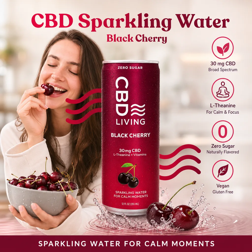 Living Black Cherry CBD Sparkling Water