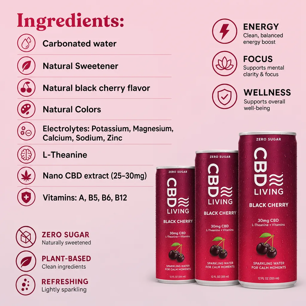 Black Cherry CBD Sparkling Water thumbnail