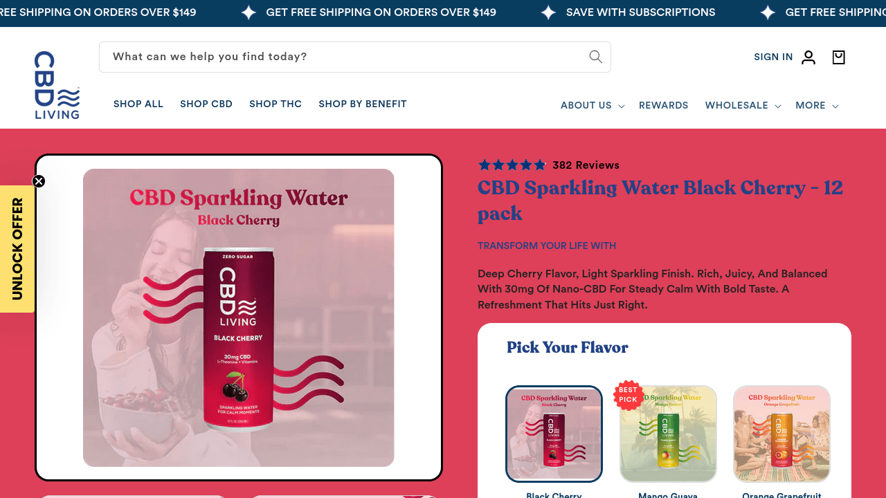 Black Cherry CBD Sparkling Water thumbnail