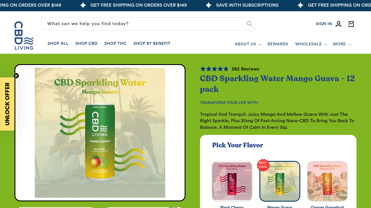 CBD Sparkling Water Mango Guava thumbnail