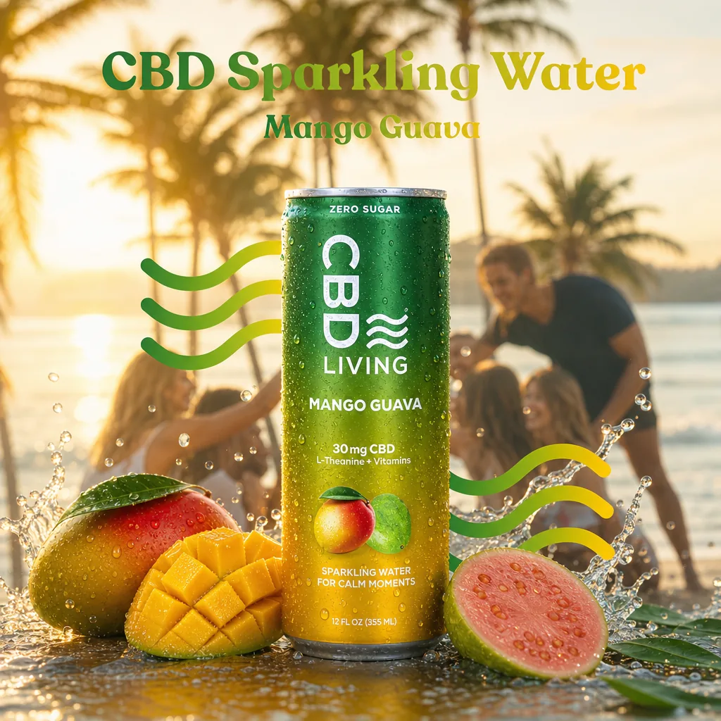 Living CBD Sparkling Water Mango Guava