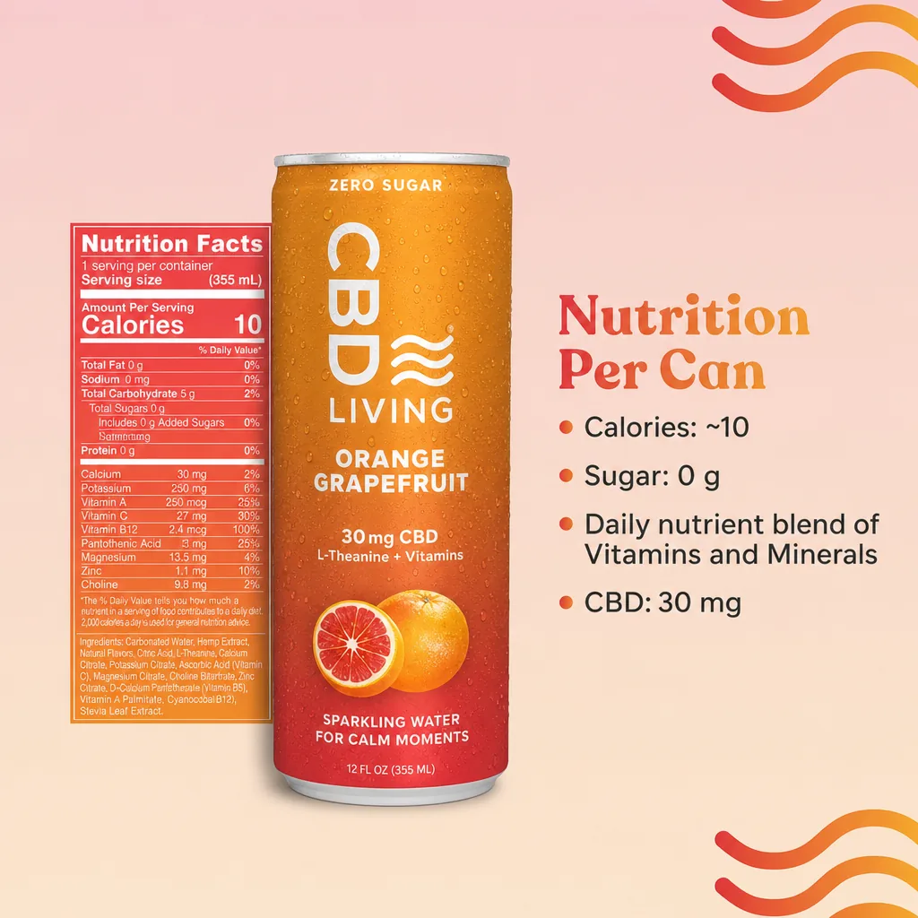CBD Sparkling Water Orange Grapefruit 12-Pack thumbnail