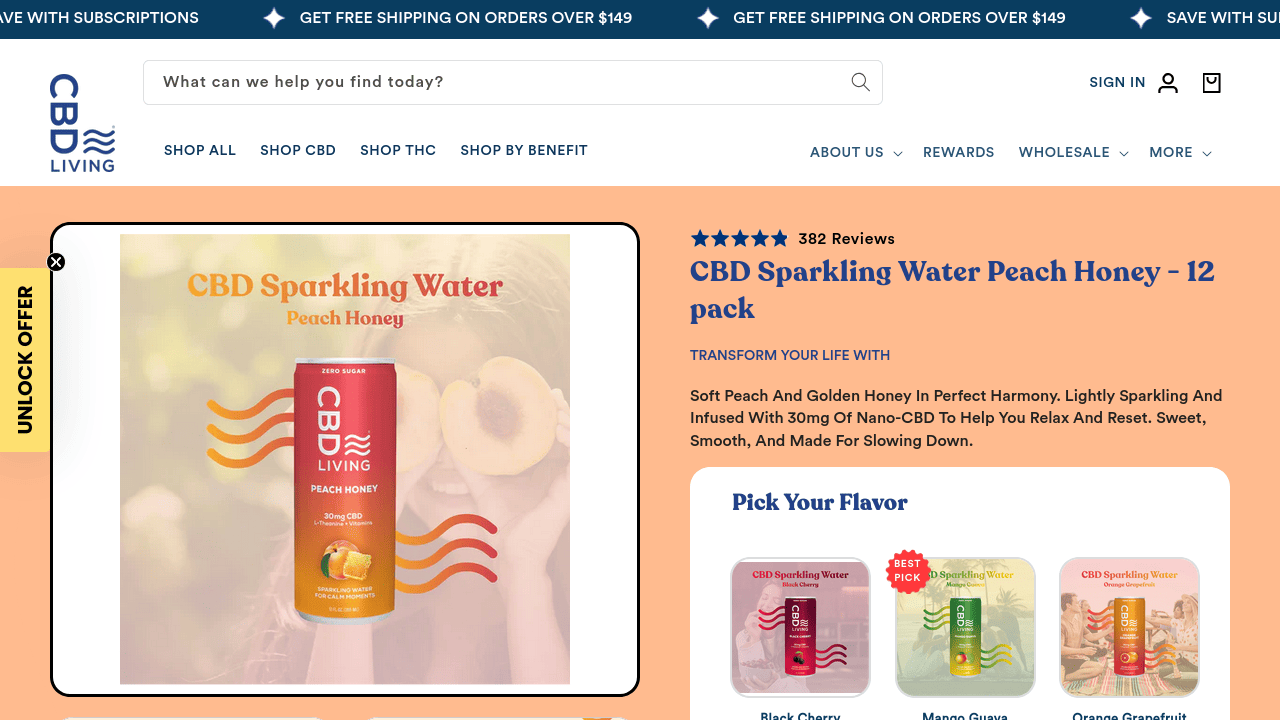 CBD Sparkling Water Peach Honey 12-Pack thumbnail