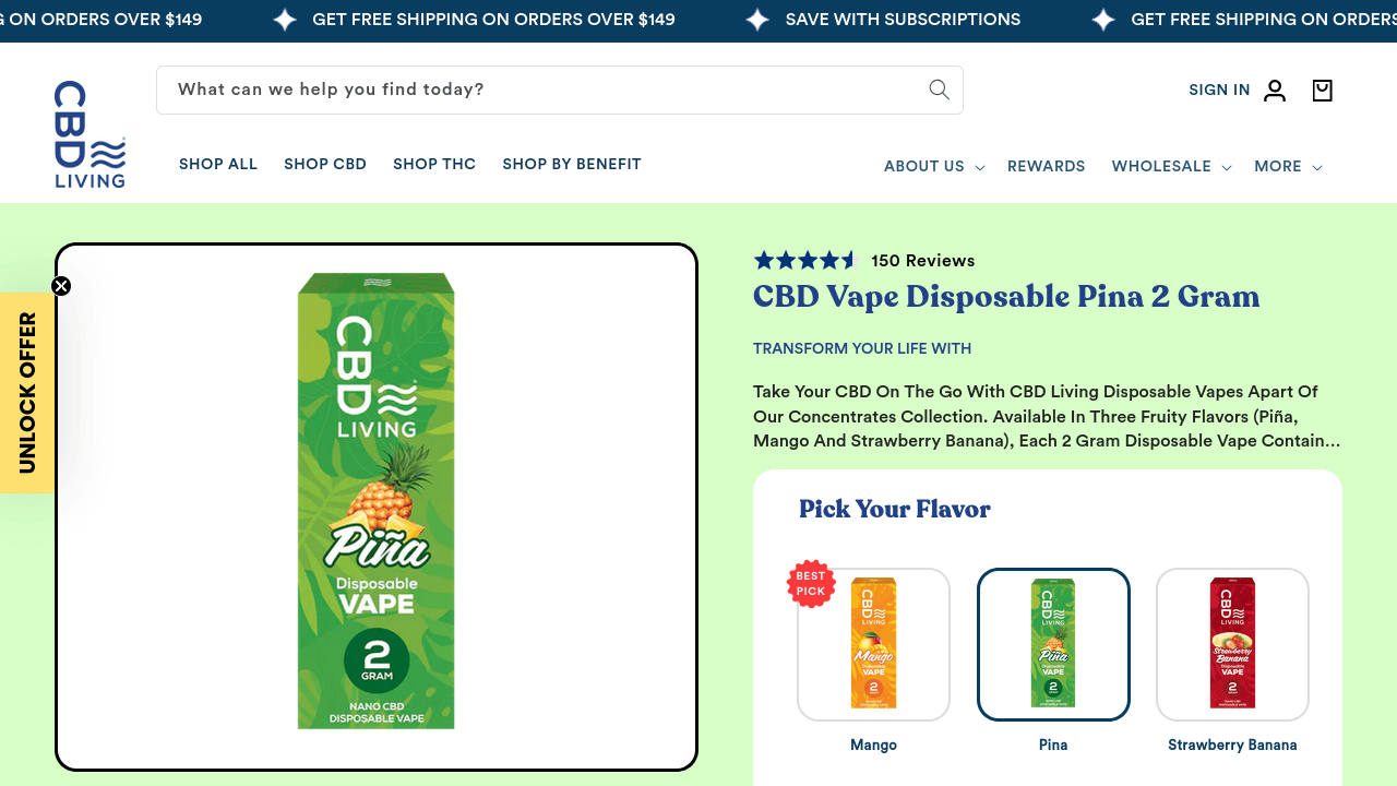 CBD Pina Colada Disposable Vape thumbnail