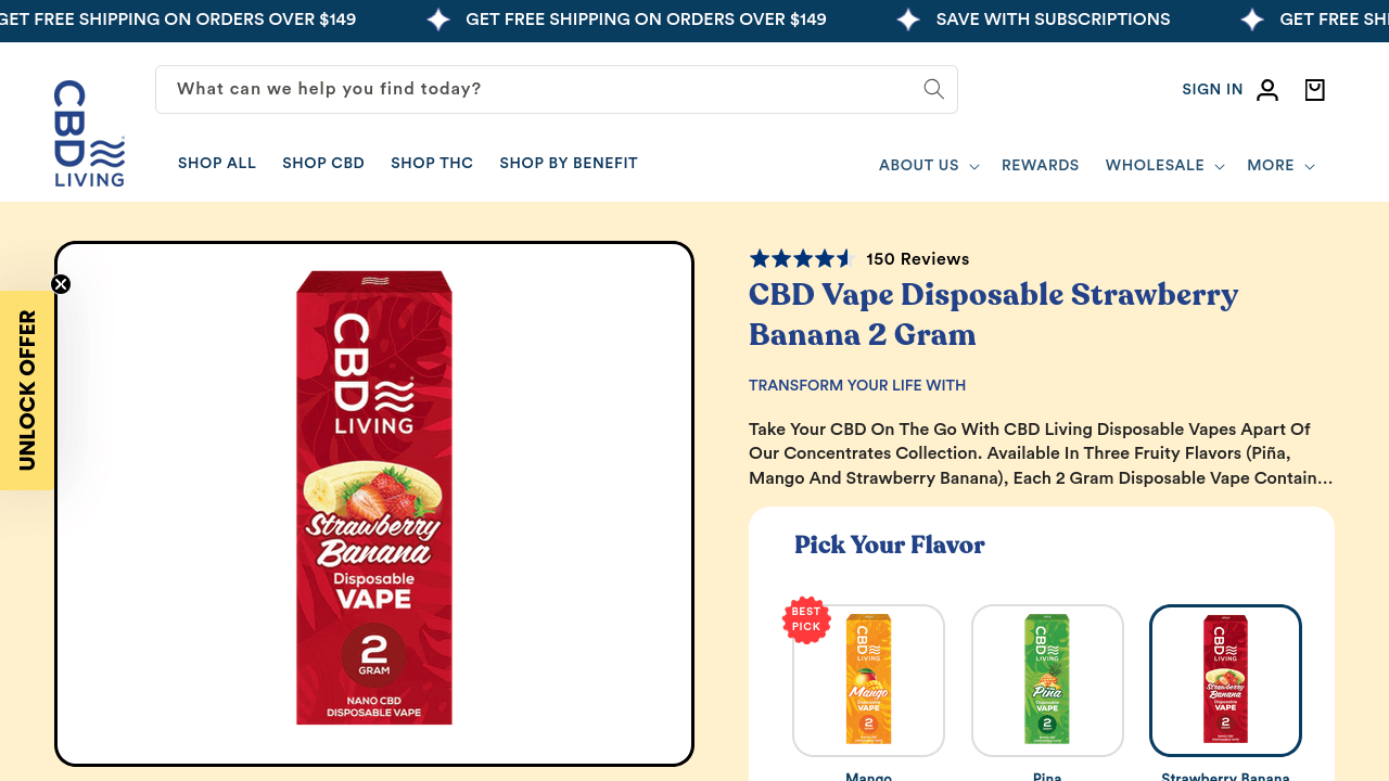 CBD Strawberry Banana Disposable Vape thumbnail