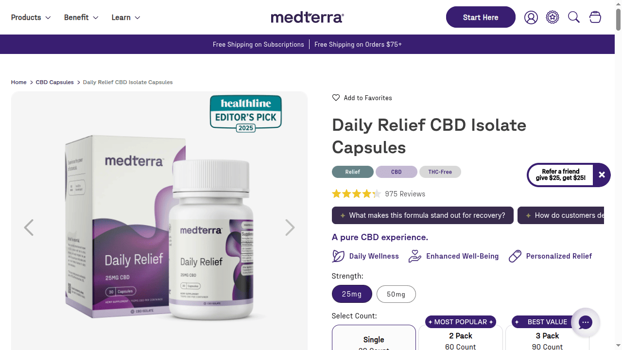 Daily Relief CBD Isolate Capsules thumbnail