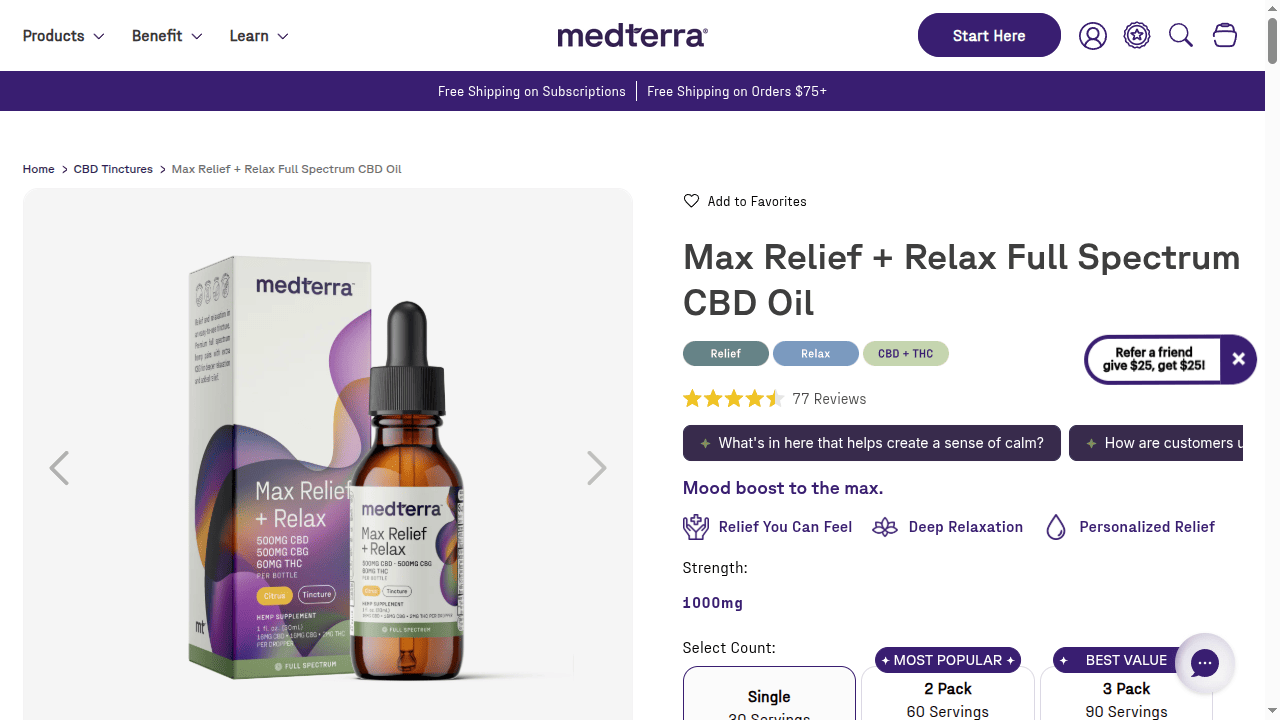 Max Relief + Relax Full Spectrum CBD Oil thumbnail