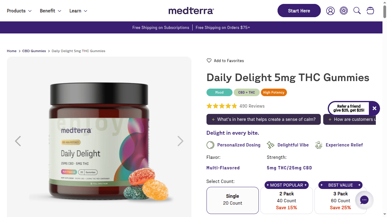 Daily Delight 5mg THC Gummies thumbnail