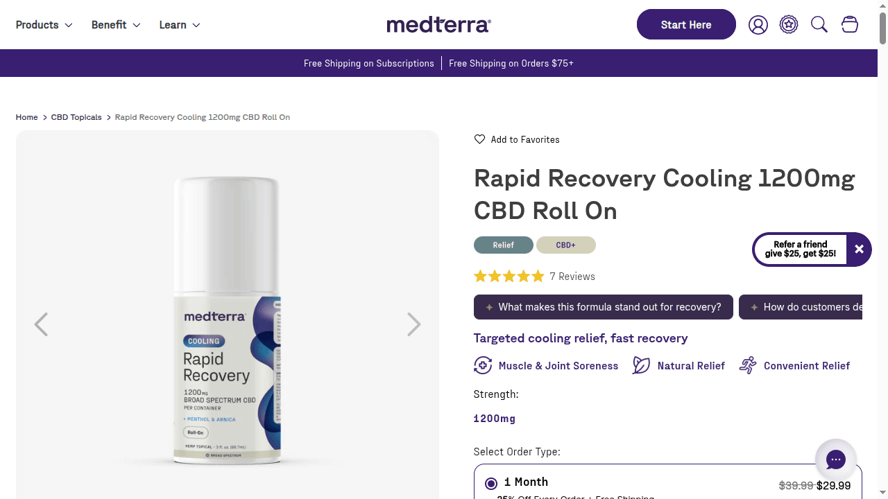 Rapid Recovery Cooling 1200mg CBD Roll On thumbnail