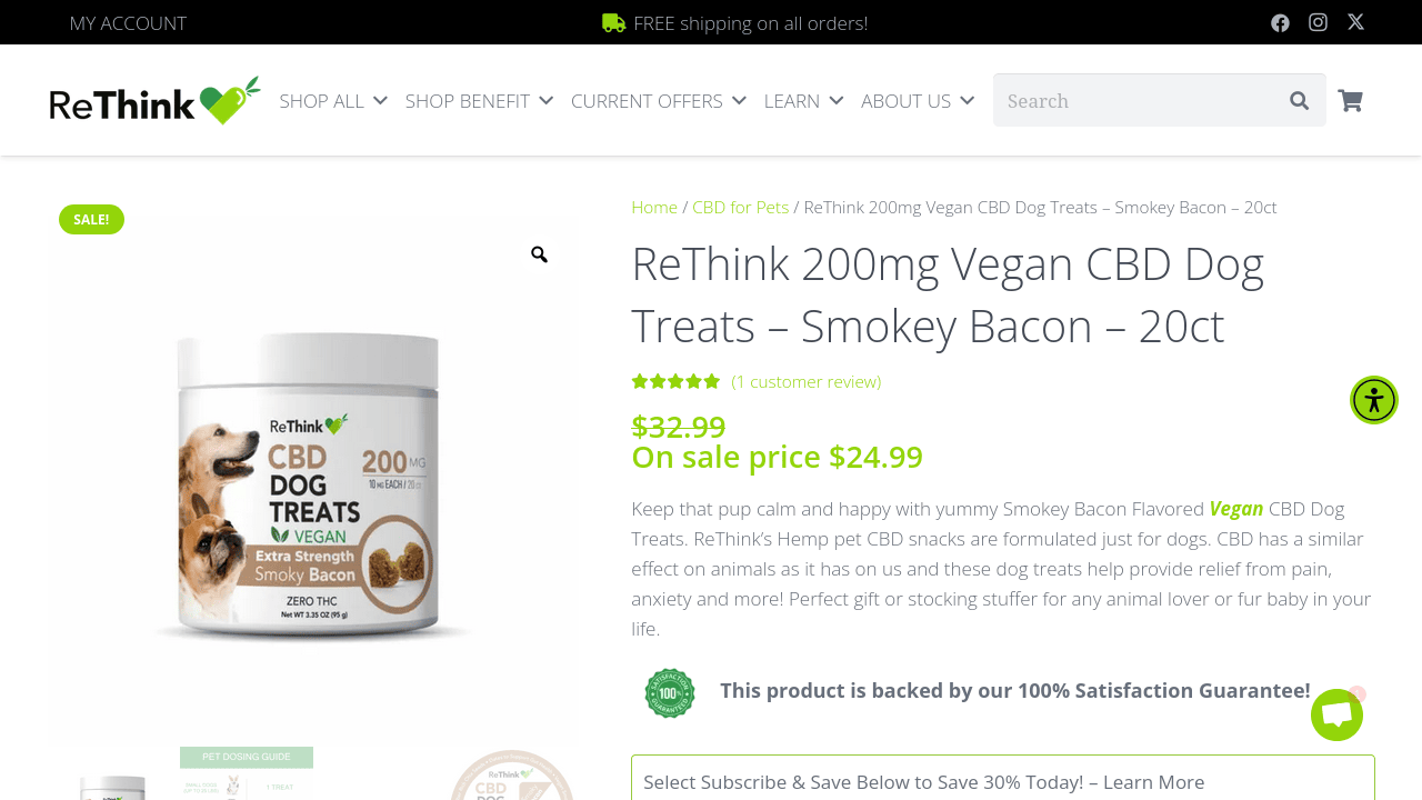 Vegan CBD Dog Treats - Smokey Bacon thumbnail