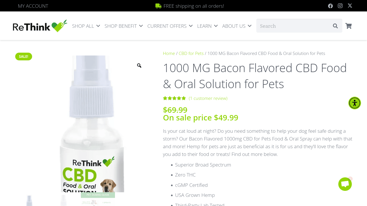 Bacon Flavored CBD Food & Oral Solution for Pets thumbnail