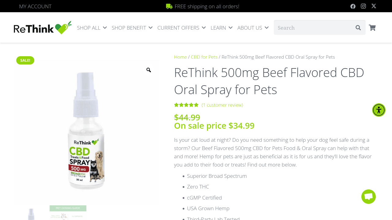 Beef Flavored CBD Oral Spray for Pets thumbnail
