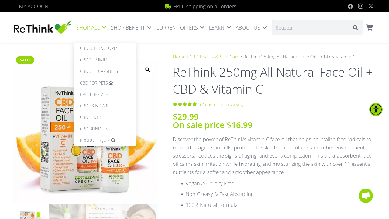 All Natural Face Oil + CBD & Vitamin C thumbnail