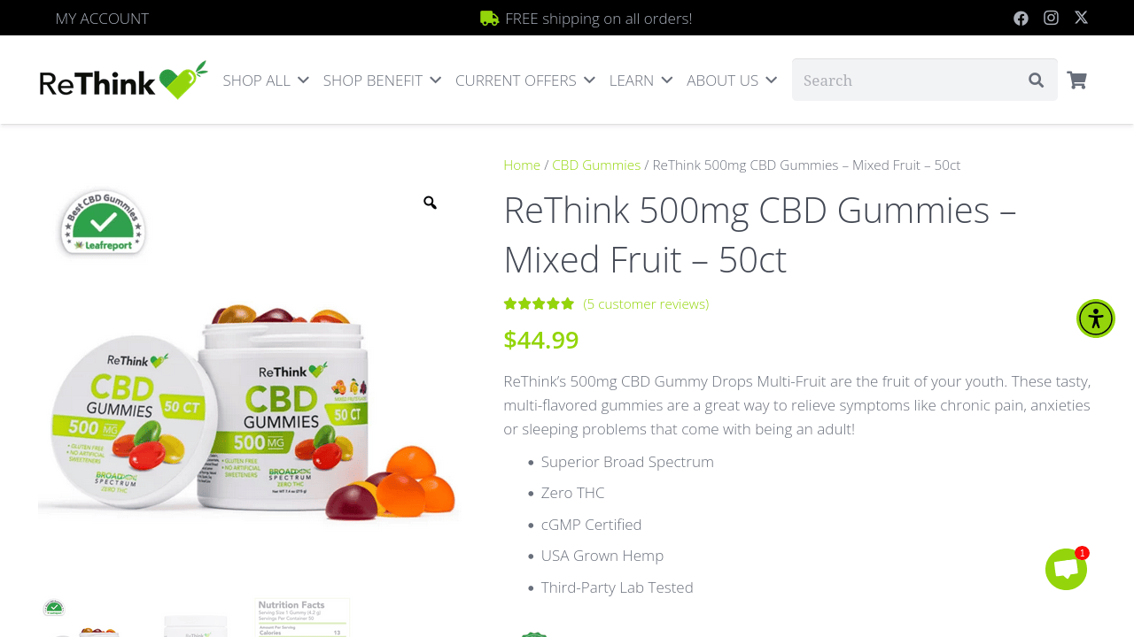 CBD Gummies - Mixed Fruit - thumbnail