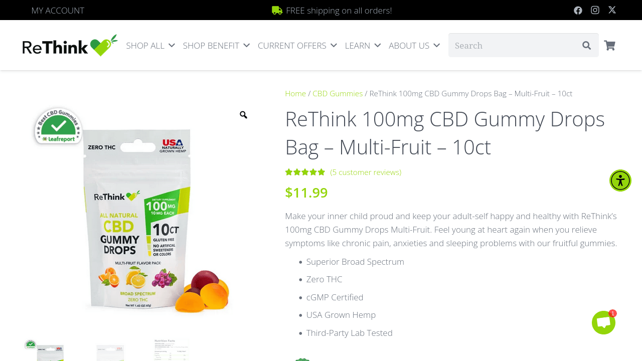 CBD Gummy Drops Bag - Multi-Fruit - thumbnail