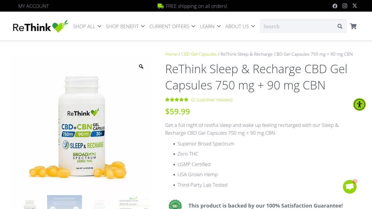 Sleep & Recharge CBD Gel Capsules thumbnail