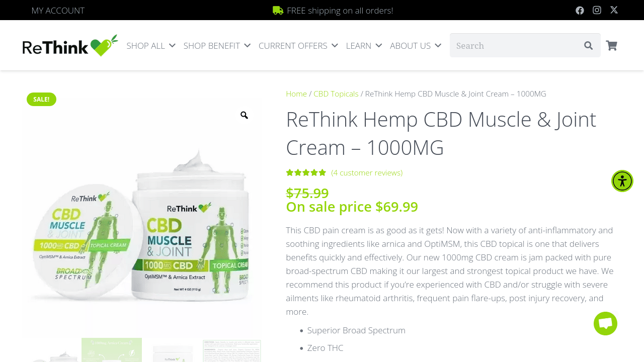 Hemp CBD Muscle & Joint Cream thumbnail