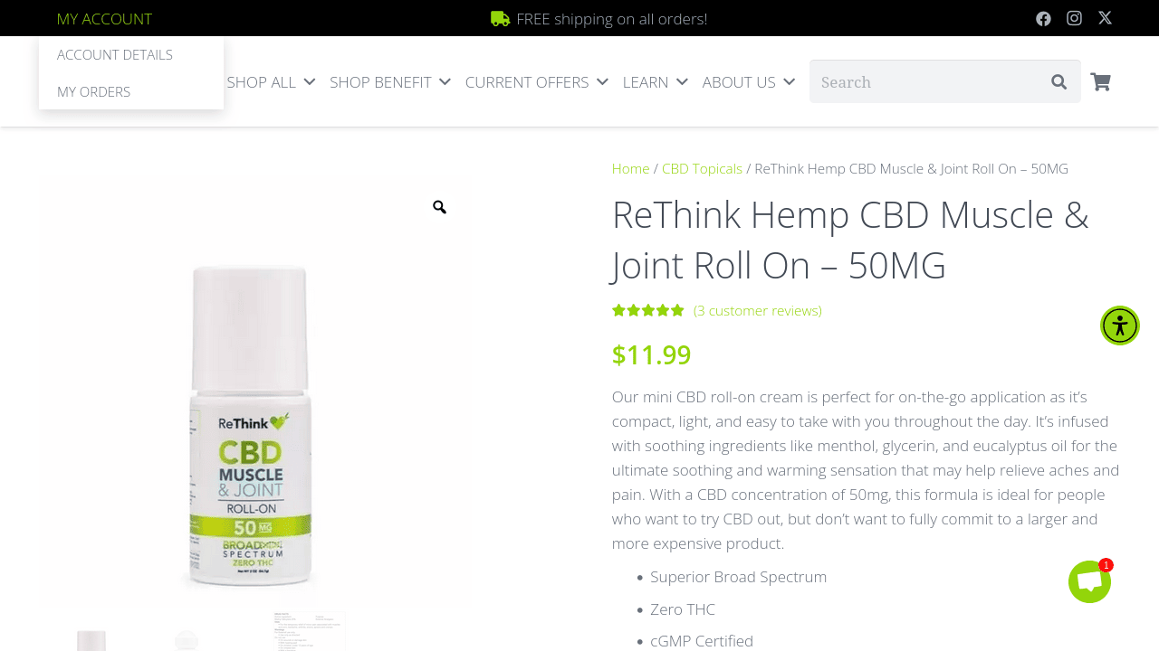Hemp CBD Muscle & Joint Roll On thumbnail