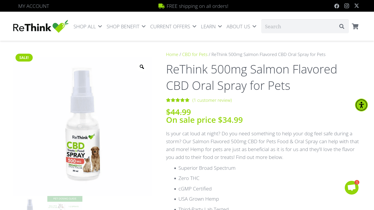 Salmon Flavored CBD Oral Spray for Pets thumbnail
